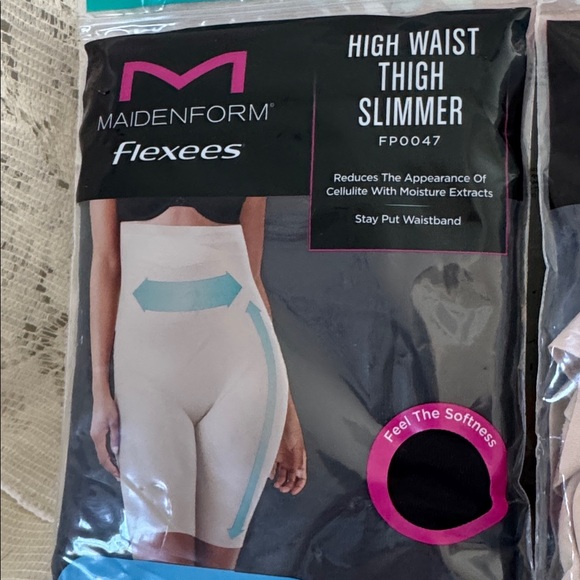 Maidenform Flexees Shapewear High Waist Thigh Slimmer 2XL Ultra firm Tan Black - Picture 2 of 5
